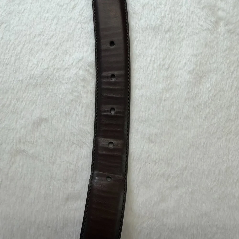 Coach Men's Brown Genuine Leather Belt Silver‎ Buckle Size 38